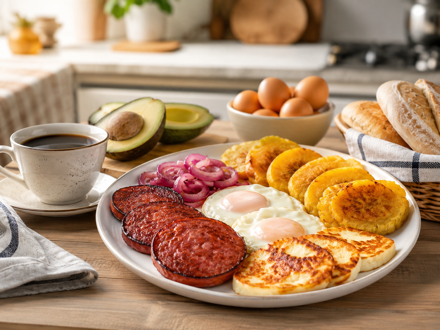 cpmprar salami dominicano online, salami con queso de freír y guineo verde para desayuno dominicano